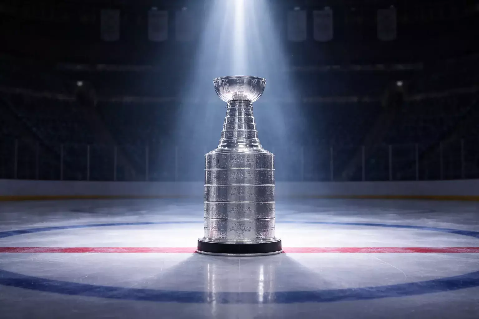 Stanley Cup trophy with NHL playoff atmosphere